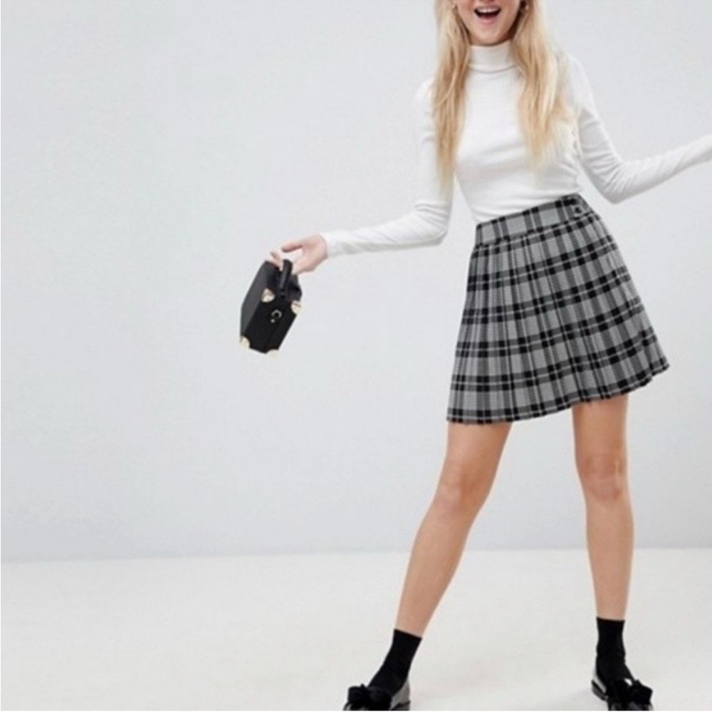Black and Pink Plaid School Skirt